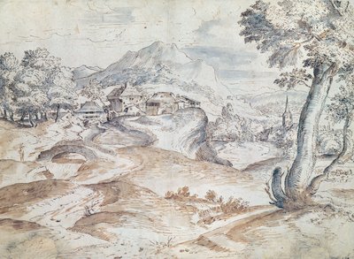 Waldlandschaft mit Dorf und Kirche von Tiziano Vecelli